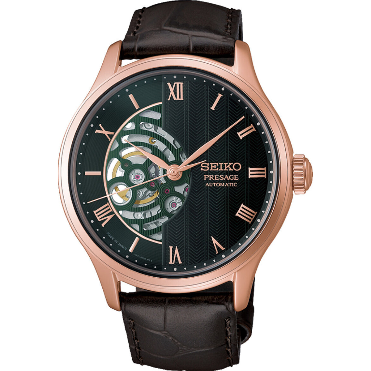Seiko Presage HCB007J1 automatisk herreur med grøn urskive set forfra