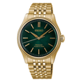 Seiko Presage HCC009J1 automatisk herreur med grøn urskive og guldfarvet lænke