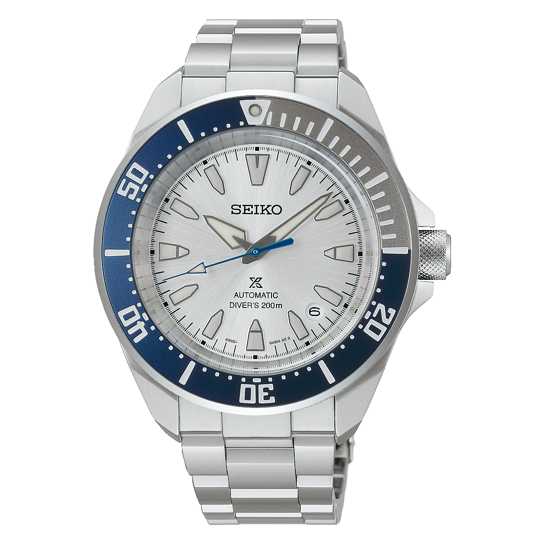 Seiko Prospex Automatik Limited HBB001K1 herreur med sølvskive, blå/grå krans, stållænke, Hardlex mineralglas og 200 meter vandtæthed.