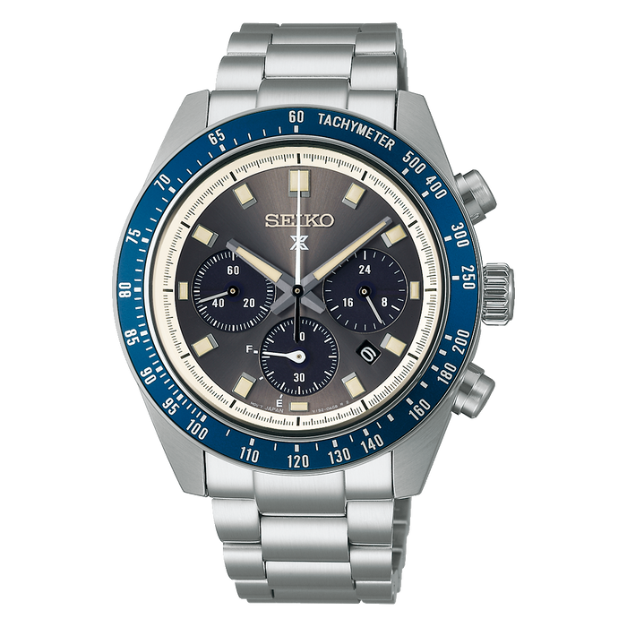 Seiko Prospex SSC939 Speedtimer solar herreur med kaliber V192, buet safirglas, kronograf, tachymeter og rustfri stålkasse.