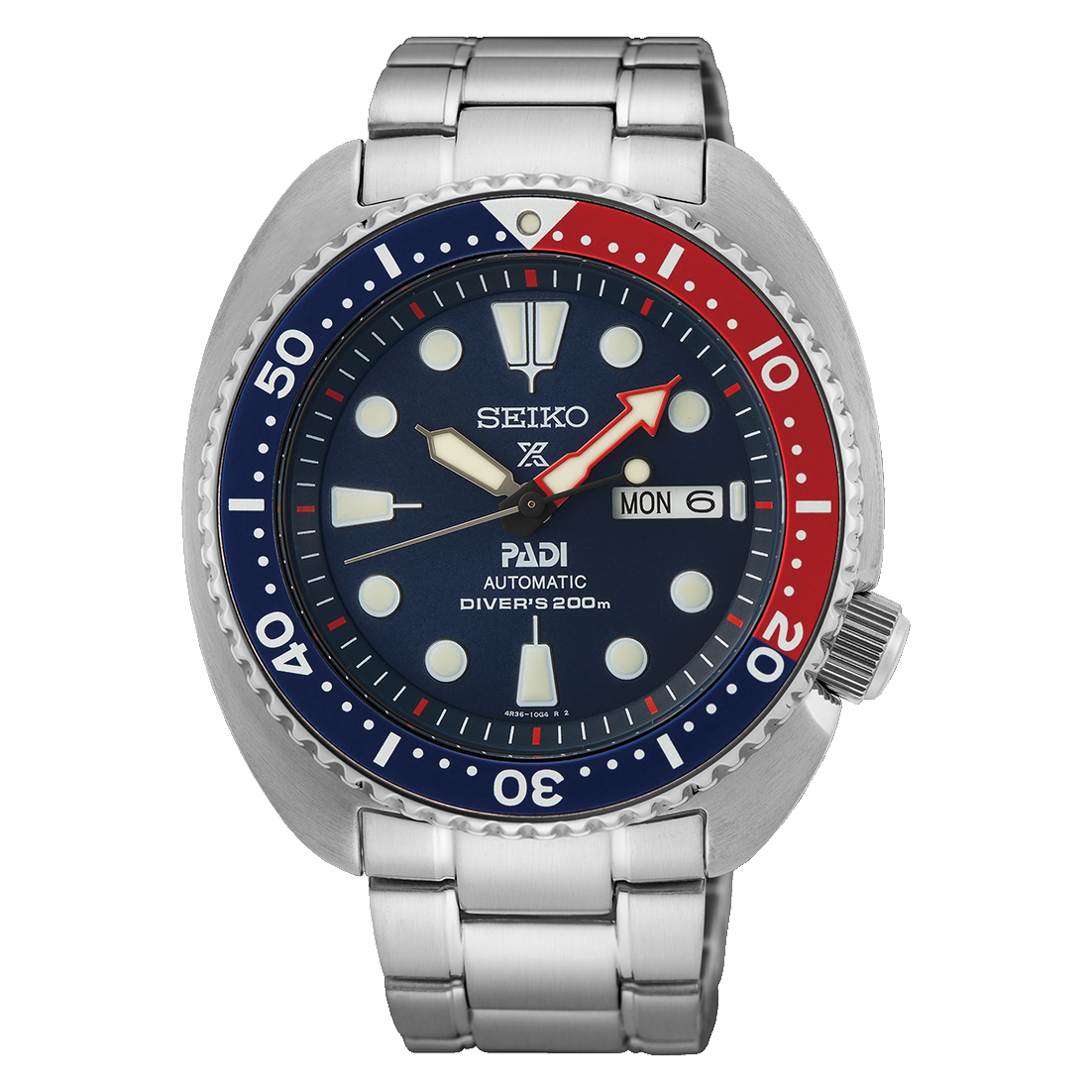 Seiko SRPE99K1 PADI Turtle automatisk dykkerur med blå urskive og stållænke