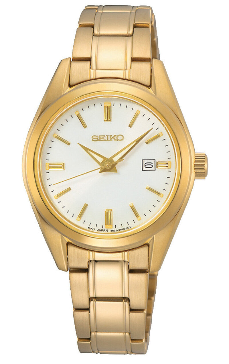 Seiko SUR632P1 dameur i guldfarvet stål med safirglas og quartz urværk
