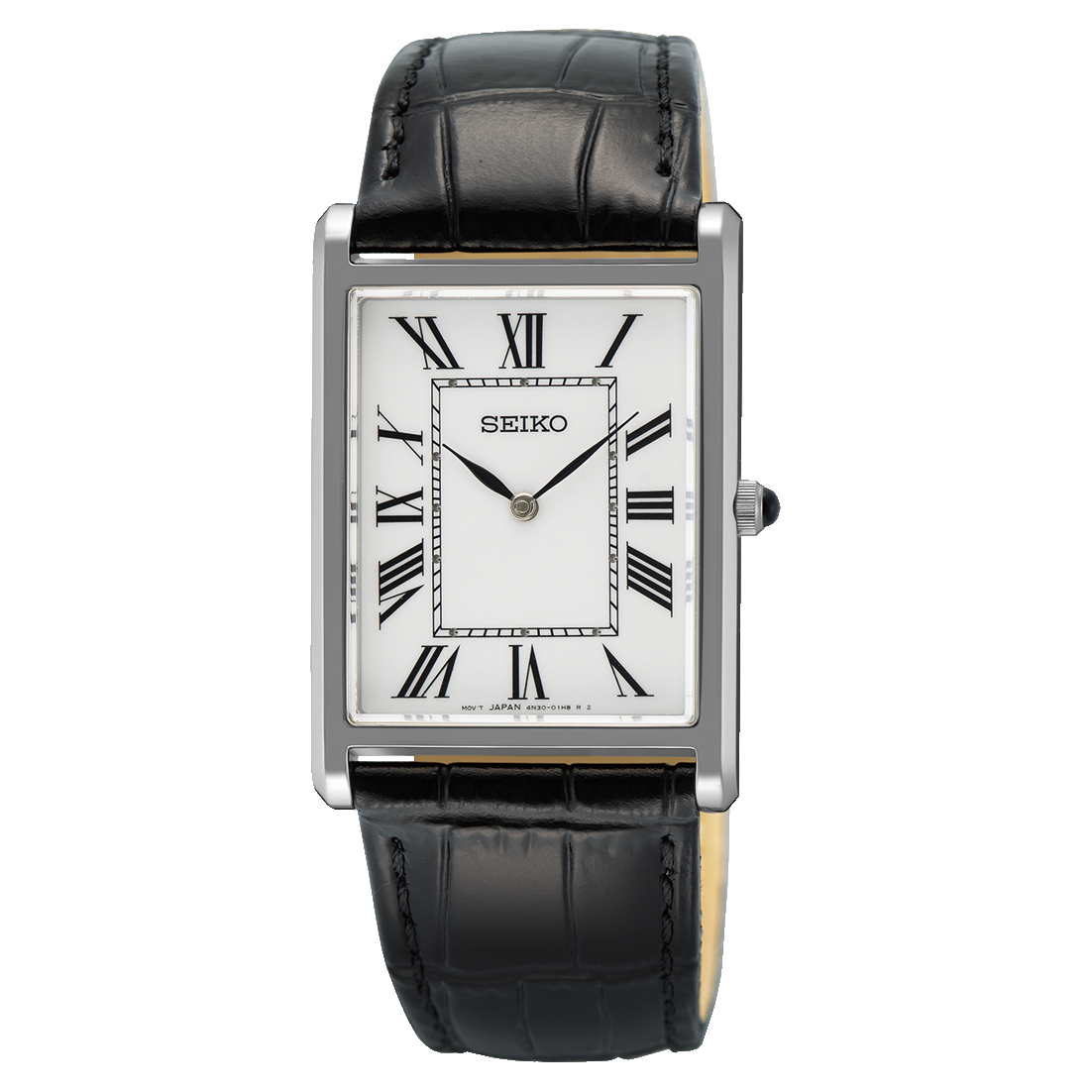 Seiko SWR103 Discover More herreur med rustfri stålkasse, safirglas, læderrem og quartzværk kaliber 4N30.