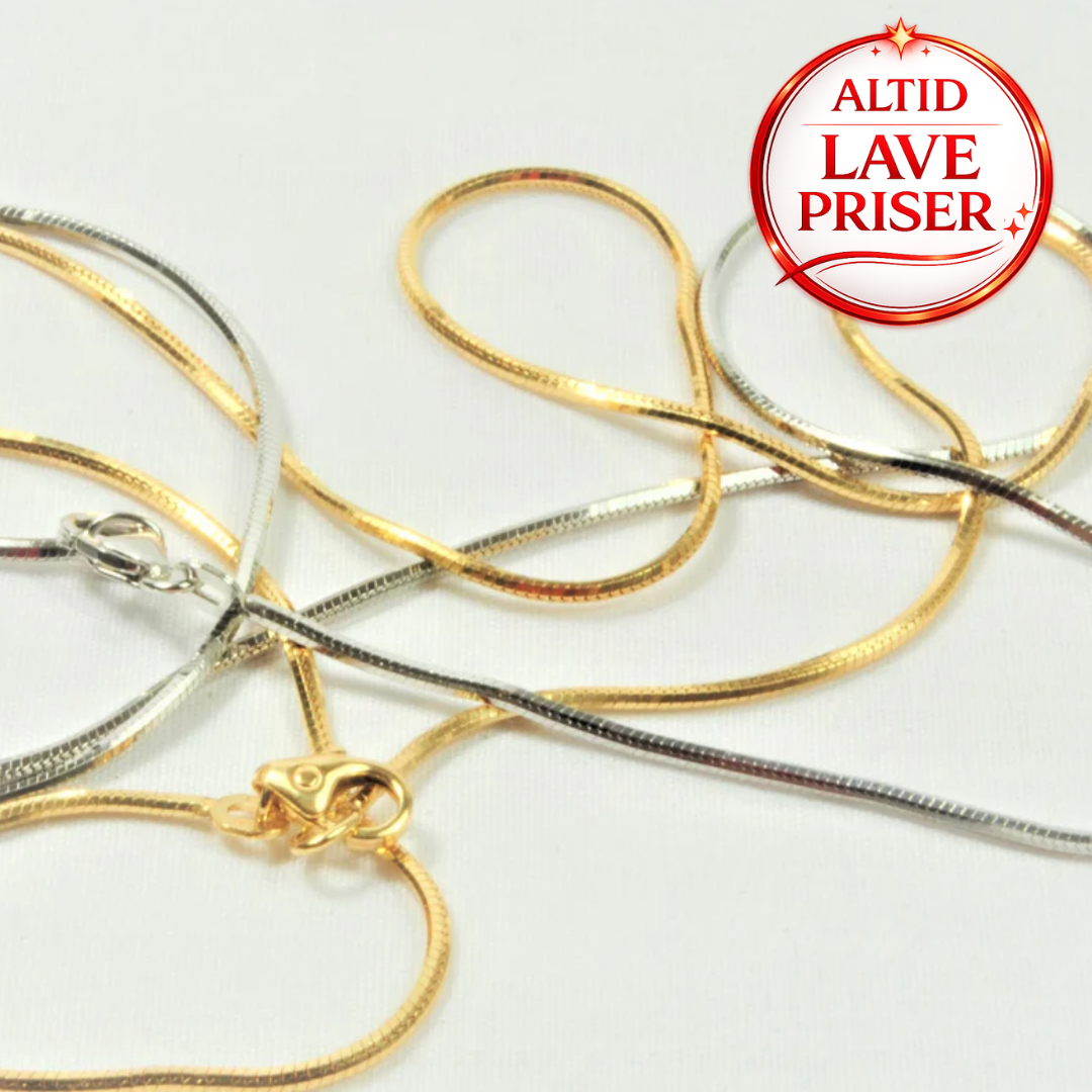 14Kt Guld Slange Facet halskæde 45cm