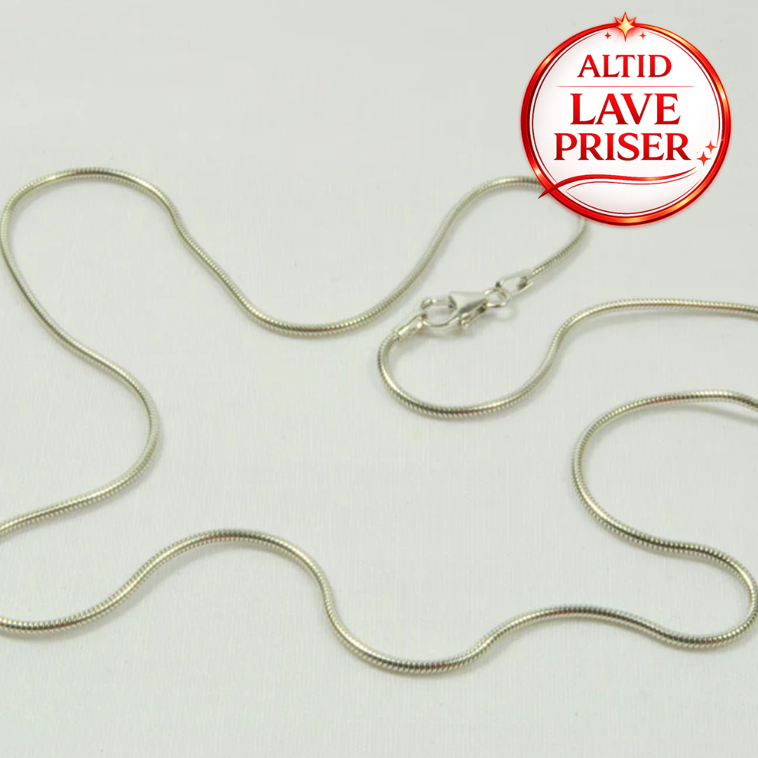 14kt Hvidguld slange halskæde 38cm