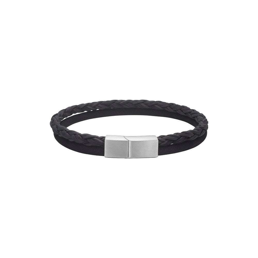 SON of NOA armbånd i sort kalveskind med rund flet og glat læder