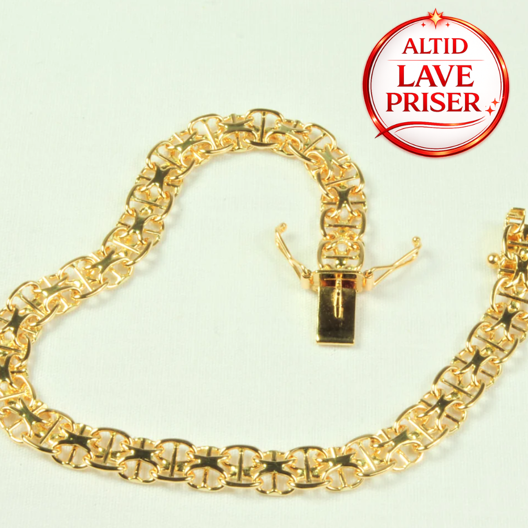 14Kt Guld X armbånd med stav 18,5cm