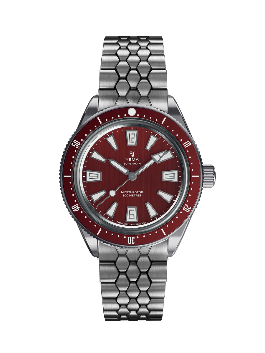 YEMA Skin Diver CMM.20 Bordeaux set forfra med Scales Slim stållænke