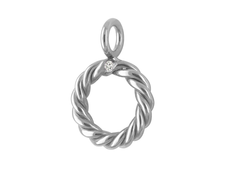 ZEEZEN titanium vedhæng med snoet cirkeldesign, poleret overflade og 0,02 ct hvid lab grown diamant.