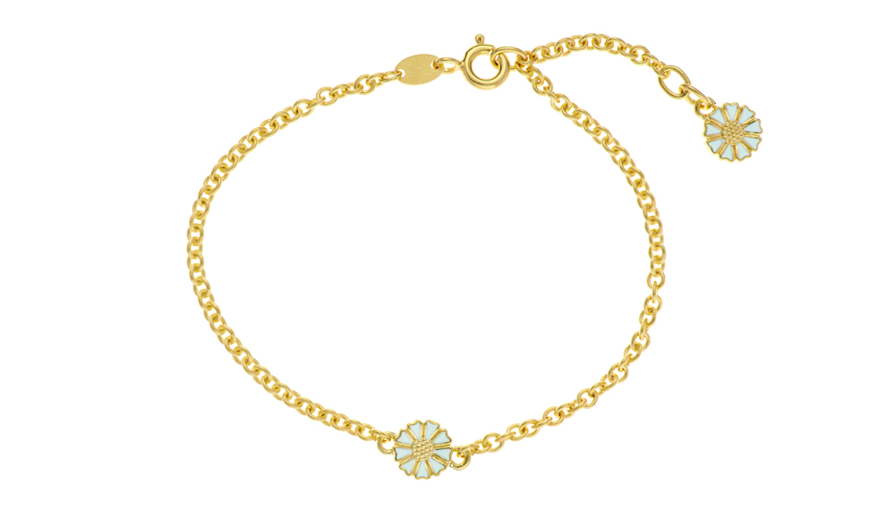 Marguerit armbånd 19cm med 2x7,5mm emalje - Ure-smykker din lokale og guldsmed - køb online
