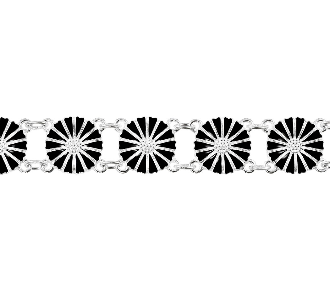 stivhed performer logo Marguerit armbånd med 13x11mm sort emalje 925 - Ure-smykker din lokale  urmager og guldsmed - køb online