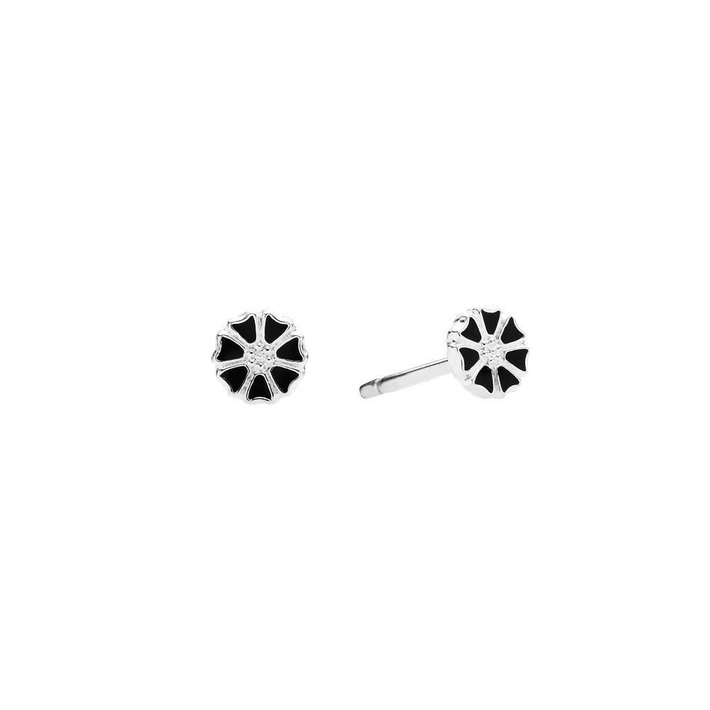 Marguerit ørestik mikro 5mm med sort emalje 925 Ure-smykker din lokale urmager og guldsmed - køb online
