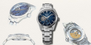 The enhancements are not limited to the inside. A dual-curved sapphire crystal makes its first appearance in the Sharp Edged Series, giving the new watches a slender appearance on the wrist. Thanks to the new crystal, the dials appear closer and more vivid, enhancing legibility while showcasing the prominent dial furniture and exposed escapement.